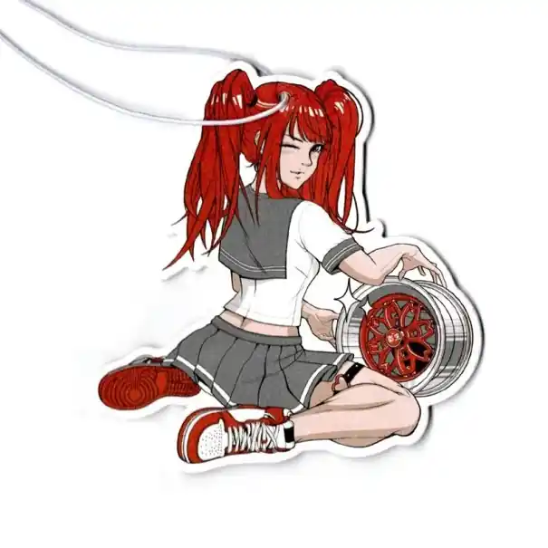 Osv freshener de aer pentru mașină anime fată cu disc de roată breloc roșu gri accesoriu decorativ interior vehicul Retur ușor