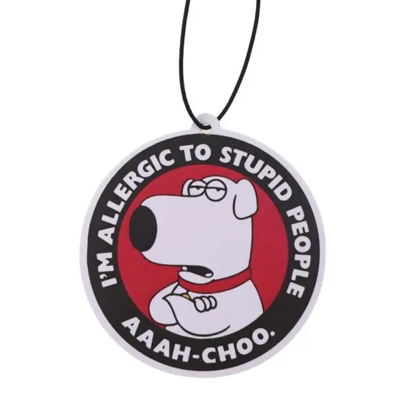 Bestseller Osv freshener suspendat pentru mașină Brian Family Guy cu inscripție, breloc parfumat alb cu imprimare colorată, decor interior