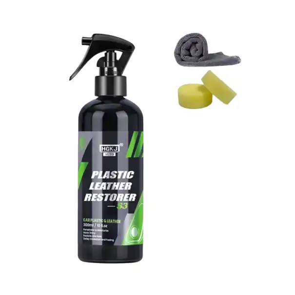 Preț mic Reîmprospătare și curățare plastic, piele și cauciuc 300 ml cu 2 bureți și cârpă Cosmetice auto Curățare interior auto Îngrijire plastic și piele