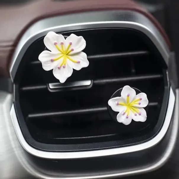 Reduceri Set de 2 cleme de parfum auto floare de piersic Odorizant de aerisire ventilație decorare difuzor de aromă aer proaspăt pentru interior