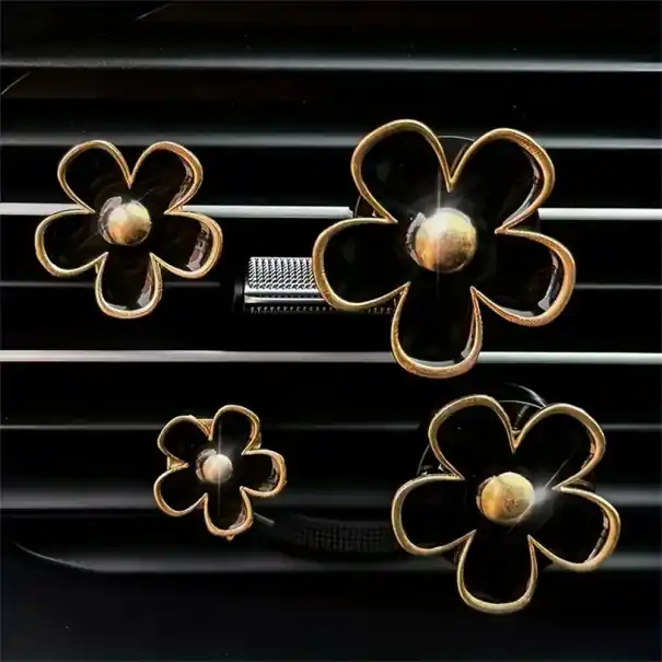 Set de 4 decorațiuni auto colorate, odorizante florale, margarete, cleme pentru evantai, aromaterapie, interior auto Popular