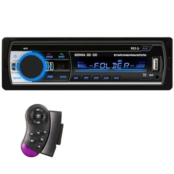 Autoradio Hippcron 1DIN Bluetooth MP3 USB AUX FM stereo 12V player multimedia digital cu telecomandă pentru volan Disponibil imediat