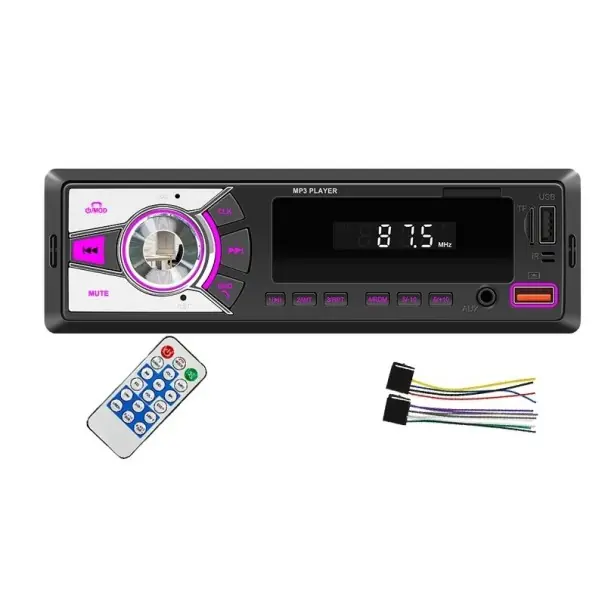 Retur ușor BQCC 1DIN autoradio universal MP3 player radio FM Bluetooth AUX USB TF încărcare telefon RCA ieșire 7 iluminări colorate