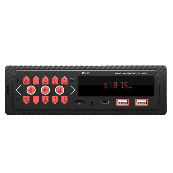 BQCC 1DIN MP3 autoradio FM Bluetooth AUX USB TF stereo player cu încărcare rapidă duală USB 7 iluminări colorate D3410 Discount