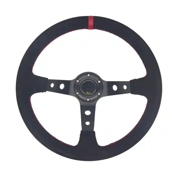Preț redus Volan de curse universal 35 cm Volan sportiv din velur pentru mașină Rally Drift Tuning Mâner confortabil Accesoriu sportiv pentru mașină