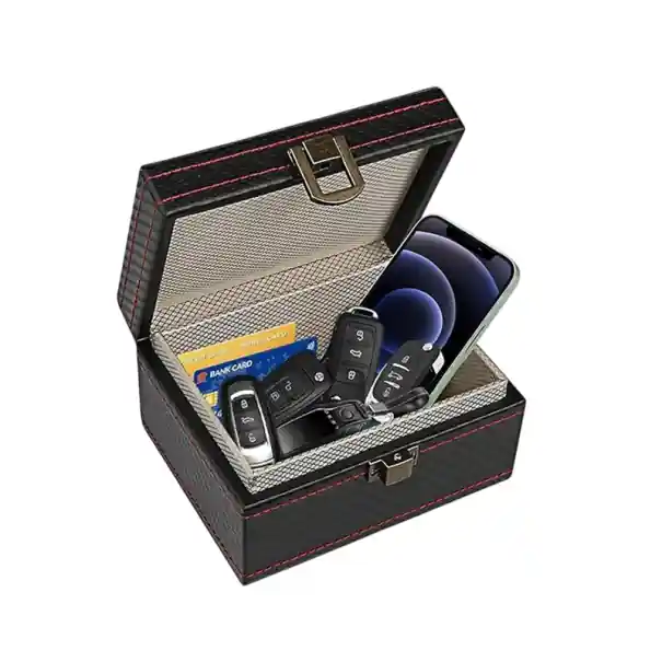 Cutie pentru blocarea semnalului cheilor auto 17 x 12,3 x 9,5 cm, culoare neagră, viscoză pentru protecție împotriva furtului semnalului Mai ieftin