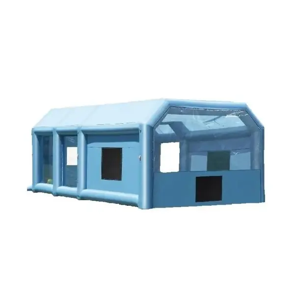 Bestseller Buddă portabilă gonflabilă pentru vopsirea vehiculelor 8,5 x 4,8 x 3,3 m albastră cu ventilatoare și ancorare pentru service auto și detailing