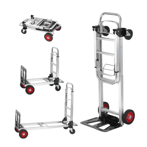 Cărucior pliabil pentru transport 181 kg 1075 × 402 × 384 mm aliaj de aluminiu și oțel argintiu pentru mutare și transport de încărcături Reducere de preț