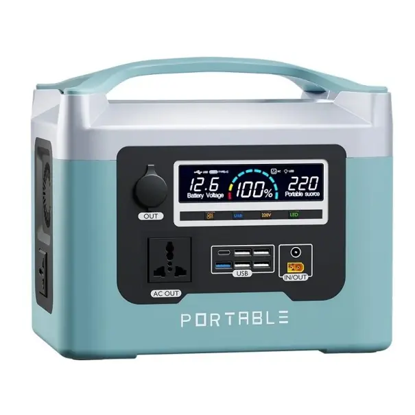 Centrală electrică portabilă cu baterie Li-Ion 800W 600Wh Generator solar în aer liber cu afișaj LED Stație de încărcare acasă cu lanternă 29,5 x 20 x 29 cm Cel mai vândut