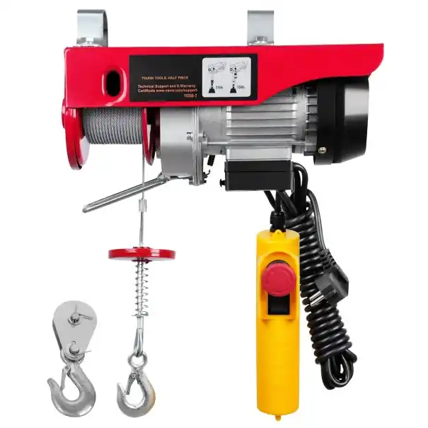 Cric electric cu telecomandă 250 kg, troliu din oțel 35 × 13,5 × 16 cm, roșu-negru pentru atelier și ridicarea sarcinilor Doar azi