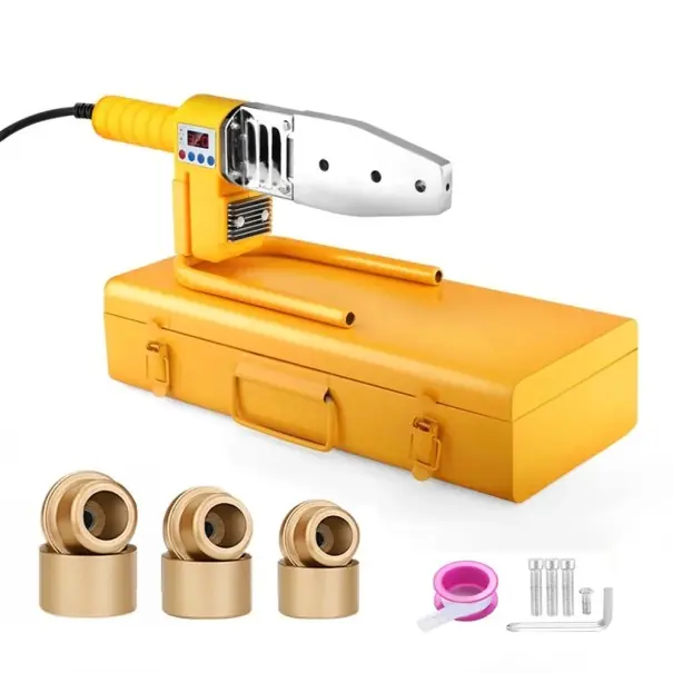 Lichidare de stoc Mașină de sudură pentru țevi 800W 220V cu accesorii galbene pentru sudarea țevilor din plastic pentru instalarea rețelelor de apă