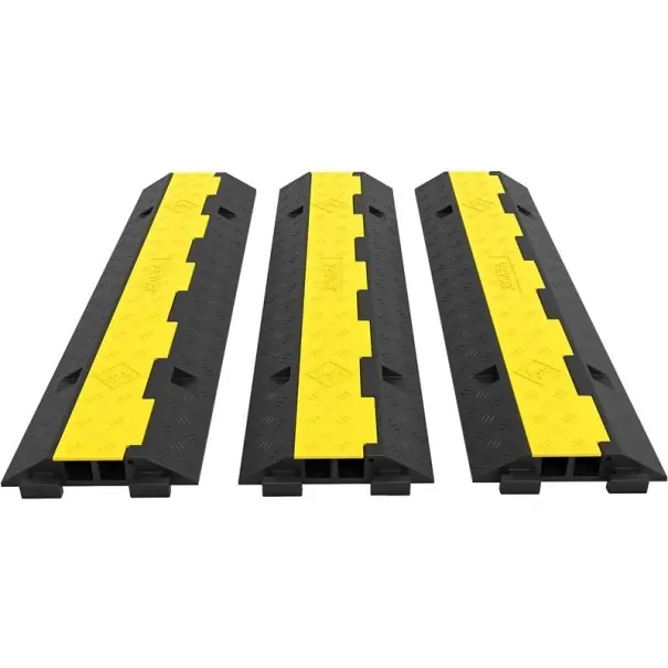 Praguri de încetinire 3 bucăți pentru mașini 101 x 24,5 x 5 cm capacitate 4500 kg cauciuc PVC design negru-galben pentru drumuri și garaje Doar azi