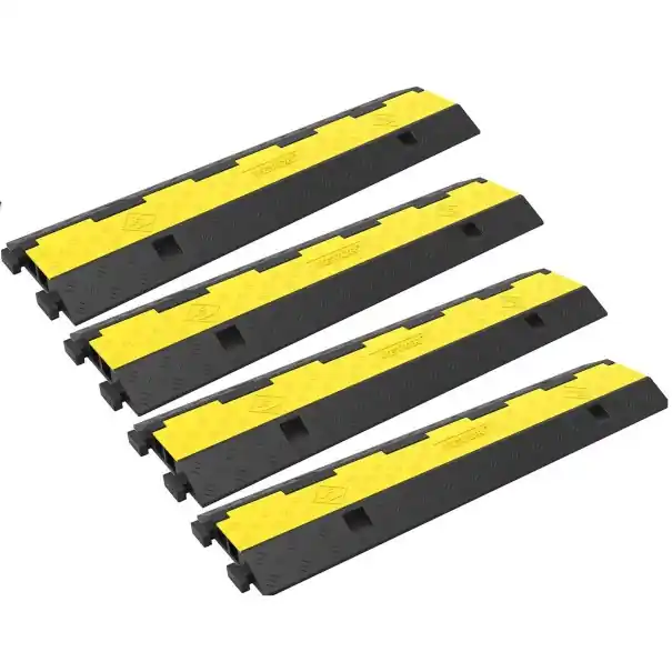 Praguri de încetinire 4 buc pentru mașini 101 x 24,5 x 5 cm capacitate 4500 kg cauciuc PVC negru-galben prag pentru drum și garaj Bestseller