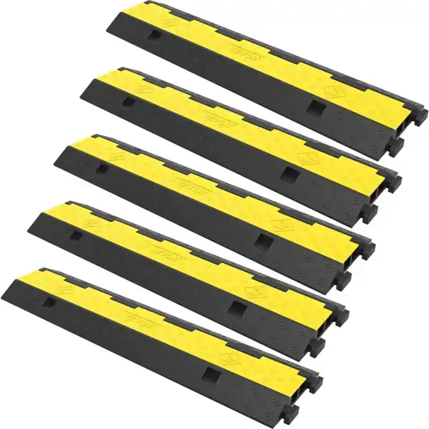 Praguri de reducere a vitezei 5 buc pentru mașini 101 x 24,5 x 5 cm capacitate 4500 kg cauciuc PVC negru-galben prag pentru drum și garaj Calitate înaltă