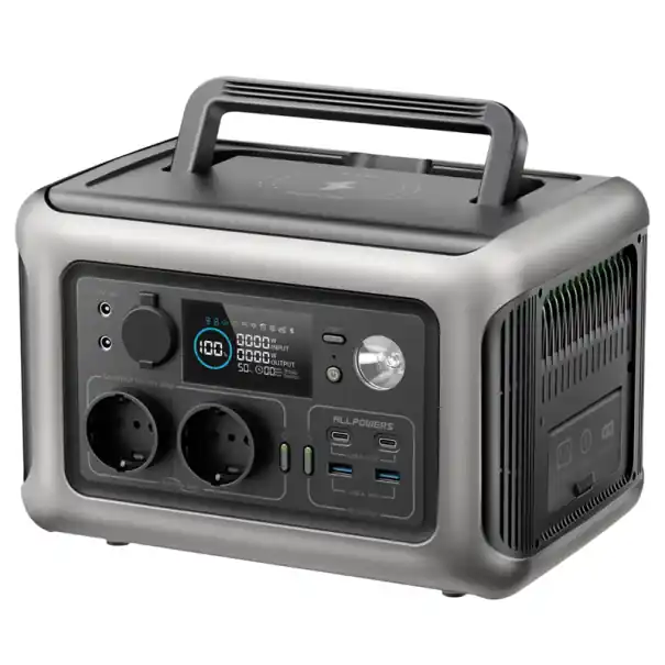 Reduceri Stație de încărcare portabilă 299 Wh LiFePO4 600 W UPS cu lumină LED 2x priză auto AC USB-C Încărcare wireless 3500+ cicluri Aplicație 28 x 19 x 19 cm