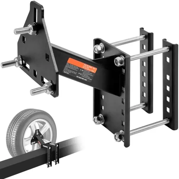 Suport pentru roata de rezervă 31×17,5×17 cm capacitate 71 kg elemente zincate vopsea pulbere neagră pentru remorcă și căruță Ofertă de sezon