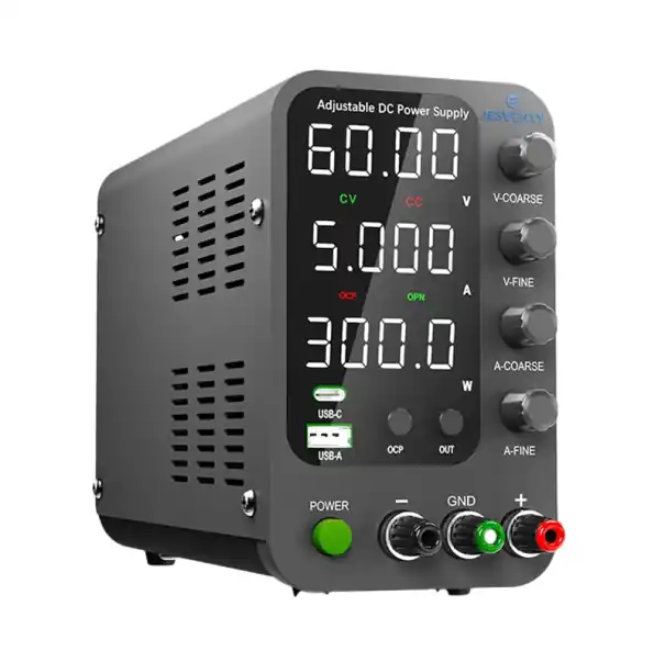 Ofertă specială Sursă de alimentare de laborator 300W 60V 5A ștecăr UE afișaj LED USB-A USB-C 20W OCP OPN encoder ieșire reglabilă cabluri de testare 220V