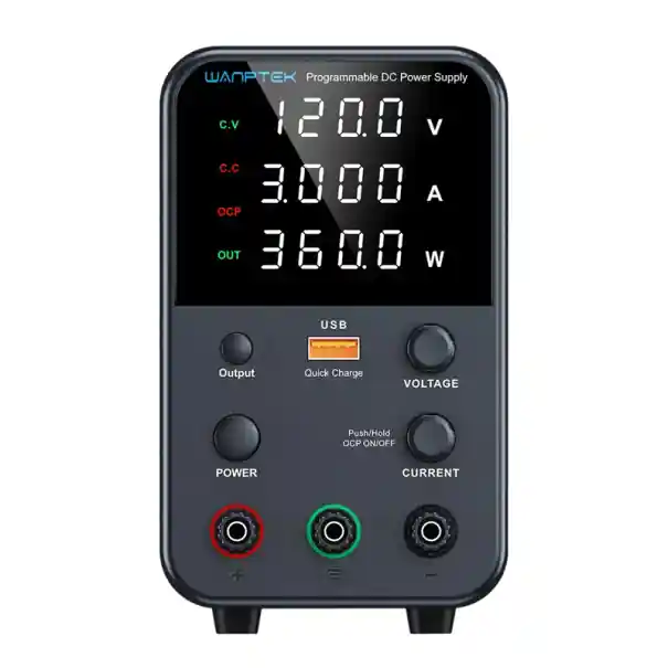 Sursă de alimentare de laborator gri 120V 3A 360W mini sursă de alimentare DC cu afișaj LED USB-A USB-C încărcare rapidă memorie M1 M2 M3 OVP OCP Popular