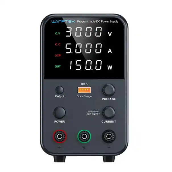 Sursă de alimentare de laborator gri 30V 5A 150W Mini sursă de curent continuu cu display LED Încărcare rapidă USB-A și USB-C Intrare duală Reducere specială