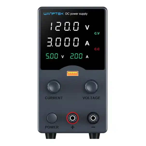 Sursă de alimentare de laborator neagră 120V 3A 360W OVP OCP afișaj LED USB-A DC reglabil sursă de alimentare cu comutator de ieșire ventilator de răcire Retur gratuit