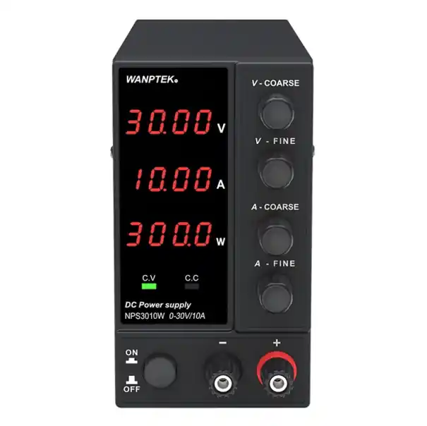 Sursă de alimentare de laborator neagră 30V 10A 300W, sursă de alimentare DC reglabilă, OVP OCP, cabluri pentru ventilator cu afișaj LED, protecție Chilipir