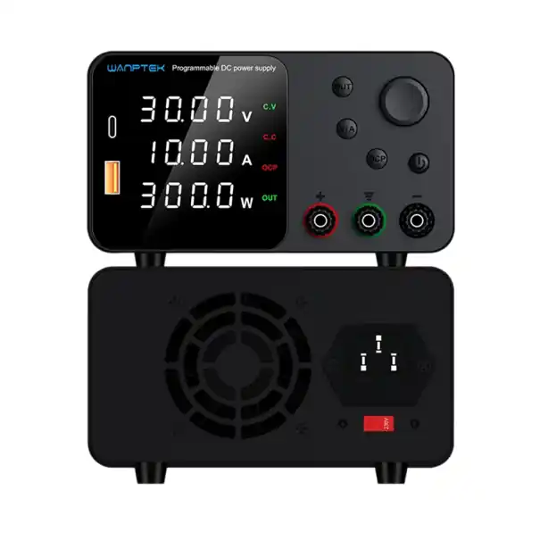 Sursă de alimentare orizontală neagră 30V 10A 300W Sursă de alimentare CC de laborator cu afișaj LED USB-C USB-A Reglare a tensiunii Memorie M1 M2 M3 Protecție Cel mai bun preț