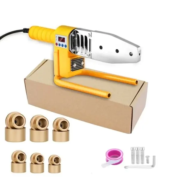 Svărător pentru tuburi 1000W 220V cu accesorii galben pentru șvărarea tuburilor din plastic pentru instalarea rețelelor de apă Preferatul clienților