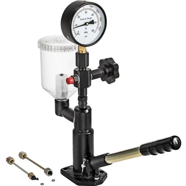 Tester injectoarelor de combustibil diesel 600 BAR 0,8 l cu manometru manual cu pârghie negru pentru controlul injectării Reducere