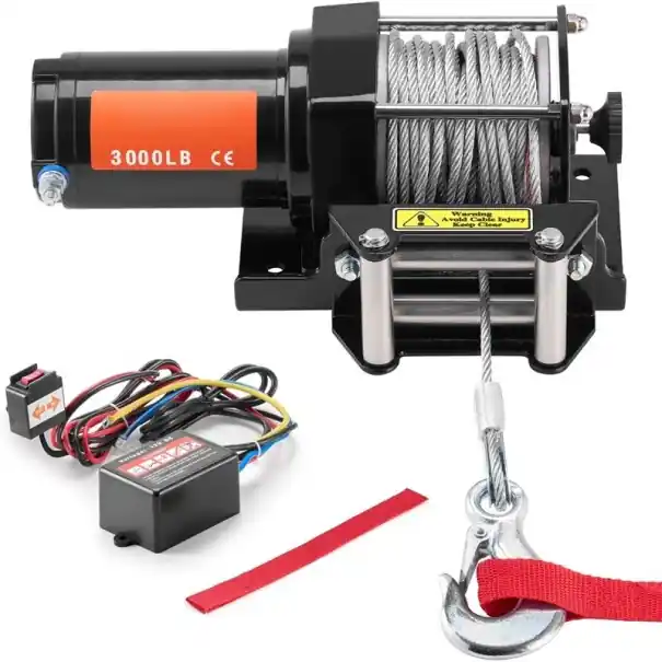 Winch electric 12V cu cablu de oțel 1360 kg 28,5 × 10,5 × 10,2 cm winch compact negru pentru mașină și manipularea încărcăturilor Ofertă limitată