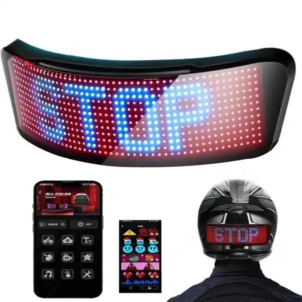 Afișaj LED programabil pentru casca de motocicletă, lumină de avertizare RGB, cu ecran de siguranță pentru ciclism nocturn, baterie de 1500mAh Preț mic