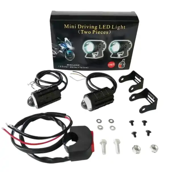 Cumpără online 2 buc Spoturi LED pentru motocicletă, 30W, 6000 lm, alb și galben, IP67, cu întrerupător, luminozitate ridicată, lumină impermeabilă pentru motociclete