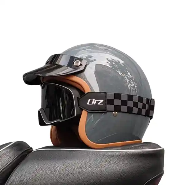 Casca de motocicleta retro ABS cu ochelari de protectie Stilul vintage Protectia capului Curea reglabila Captuseala confortabila Ultima șansă