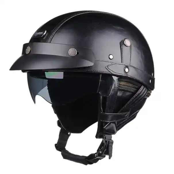 Cască de motocicletă retro flip-up cu bor detașabil Piele artificială Cască de designer cu construcție ABS Echipament de siguranță pentru motociclete Preț redus