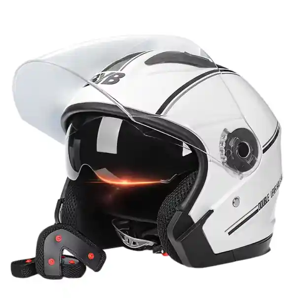 Casca de motocicleta rabatabila din ABS cu viziera dubla Parasolare integrate Ventilatie reglabila Circumferinta capului 56–62 cm Preț redus