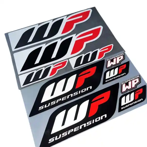Expediere rapidă Set de 10 autocolante WP pentru suspensie, autocolante durabile pentru motociclete, furci de tuning, amortizoare față, autocolante motocross, enduro, decor