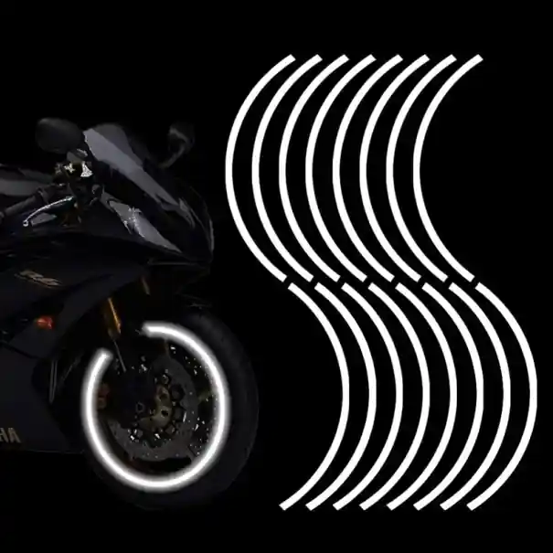 Popular 16 buc. Autocolante cu benzi reflectorizante pentru jante de 17-19" Folie de siguranță pentru jante auto și motocicletă Benzi reflectorizante Decorațiuni tuning