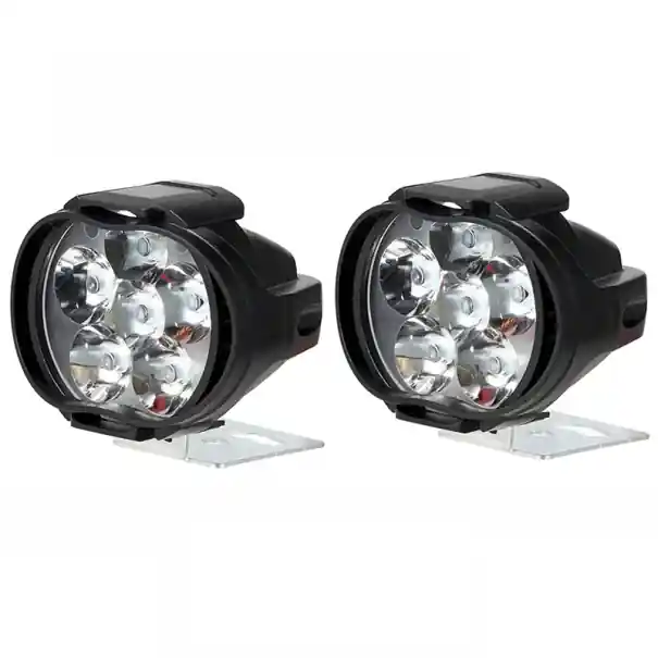 2 buc faruri LED externe negre pentru motocicletă, 6 LED-uri, 12V 15W 1500 lm, plastic ABS, lumină impermeabilă IP65, 65 x 55 x 50 mm, accesorii motocicletă Expediere rapidă