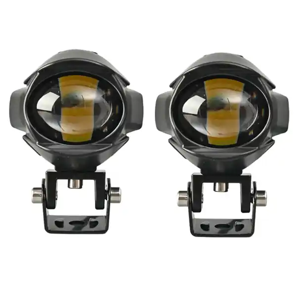 2 buc faruri LED pentru motocicletă, 25W IP67, spot luminos, alb cald și rece, 9-85V DC, suport dublu, montare universală Ofertă exclusivă