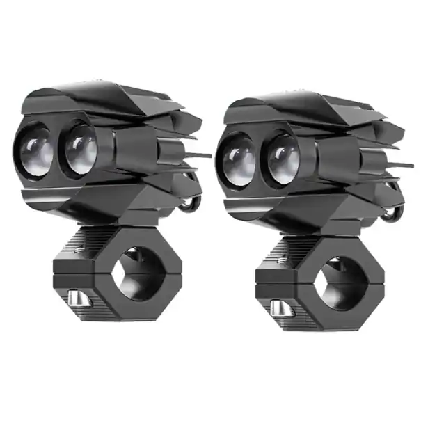 Reducere 2 buc faruri LED pentru motocicletă, 25W, spot luminos, alb cald și rece, IP67, 9-85V DC, lentilă dublă, 2 tipuri de suporturi, lumini pentru motocicletă