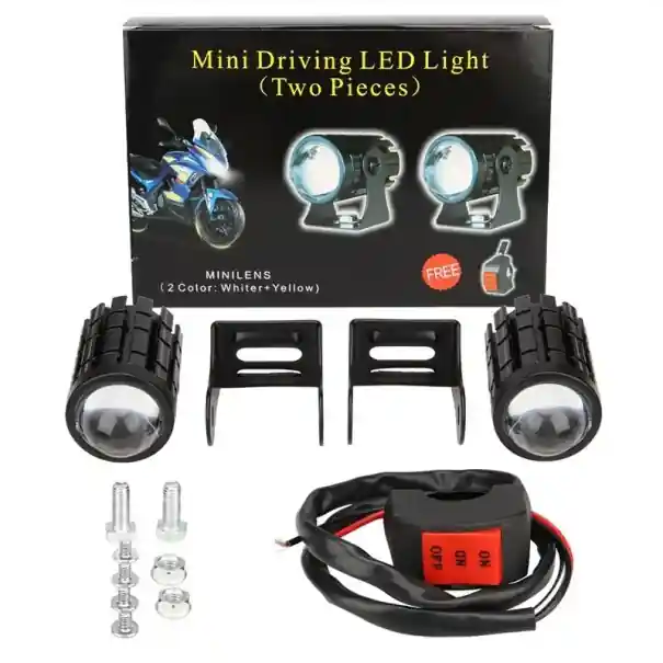 2 buc. Lampă LED auxiliară pentru motocicletă, 60W, 3000 lm, lumină albă și galbenă, IP67, impermeabilă, 9-36 V, pentru motociclete, pe șosea și off-road Cel mai bun preț