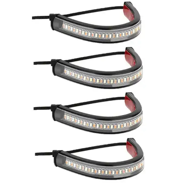 4 buc. bandă LED semnalizator 12V pentru motocicletă, lumină autoadezivă albă și galbenă, cablu 12,5 cm 45 cm, cu clemă de cablu 10,5 cm Preț mic