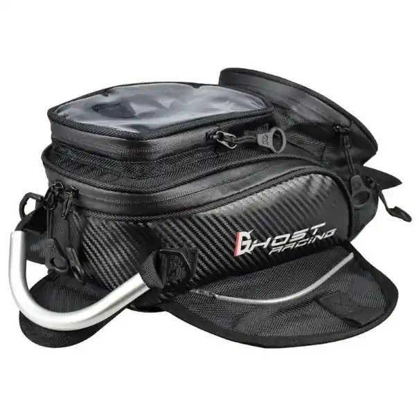 Reducere extra Borsetă pentru rezervorul motocicletei 48 × 38 × 15 cm geantă de călătorie neagră pentru motocicliști pentru depozitarea echipamentului și bagajelor