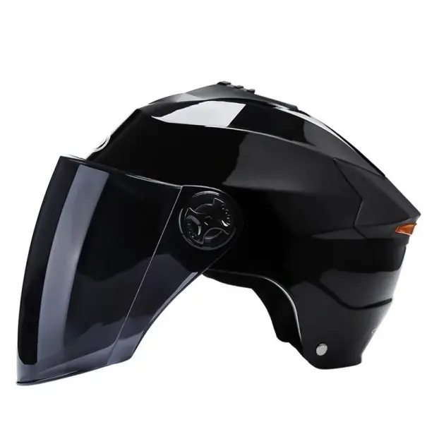 Cască de motocicletă cu lumină LED, vizieră dublă, lentilă neagră, 54-59 cm, ABS PC, lumină reîncărcabilă pentru moped, bicicletă, scuter electric Popular