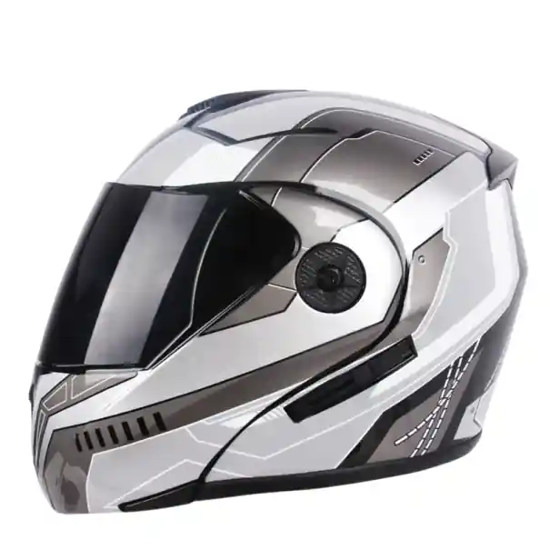 Cască de Motocicletă Flip Up, Gri, Vizor dublu, Parasolar, Vizor exterior închis, Cască Moto de călătorie Echipament de siguranță Disponibil imediat