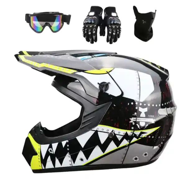 Cască de motocicletă pentru copii cu imprimeu Cască integrală din ABS cu ochelari de protecție, mănuși, mască, vizieră solară Ventilație 1,2 kg 25×25×36 cm Ofertă exclusivă
