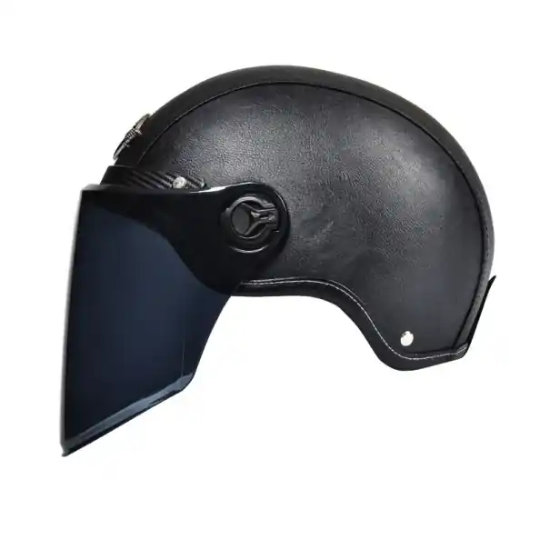 Livrare rapidă Cască de motocicletă retro neagră cu vizor întunecat Cască de motocicletă rabatabilă Material ABS Dimensiune 55–62 cm
