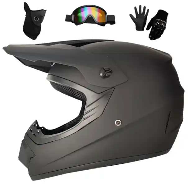 Cel mai bun preț Cască integrală pentru motocicletă din ABS pentru copii cu sistem de ventilație, vizieră solară, ochelari de protecție, mănuși, mască, set de protecție 25×25×36 cm