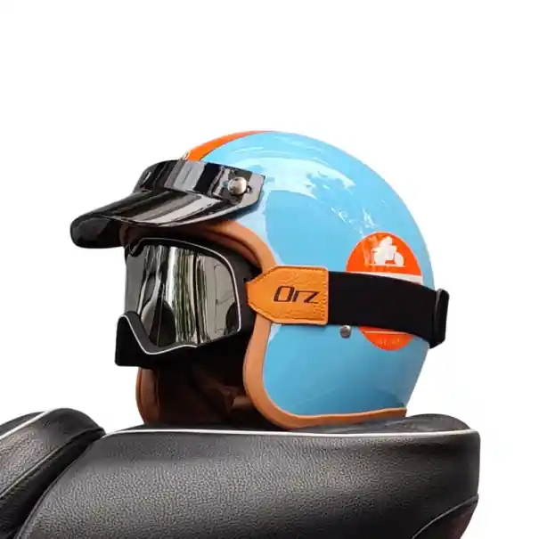 Ultima șansă Casca moto retro cu ochelari de protectie Material ABS Casca vintage cu logo Protectia capului Echipament elegant pentru motociclete