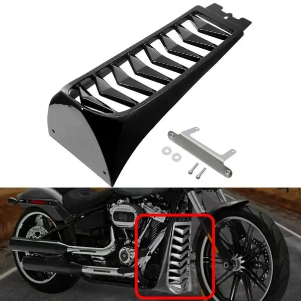 Livrare expres Culoare laterală frontală a radiatorului cu lamelă de ventilație neagră lucioasă ABS pentru Harley Davidson Softail Breakout Fat Bob 2018–2022