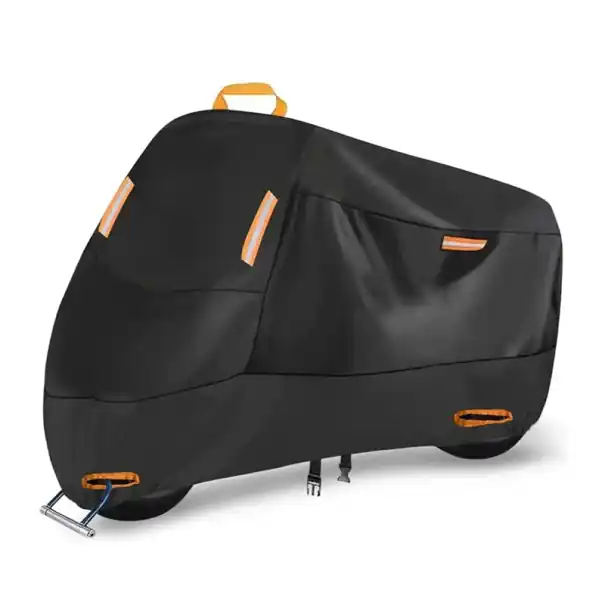 Ofertă exclusivă Husă neagră de exterior impermeabilă pentru motociclete 265 x 105 x 125 cm Husă de protecție împotriva ploii, prafului și razelor UV Husă durabilă pentru motociclete